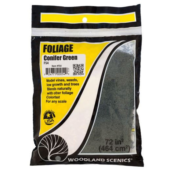 Woodland Scenics WF54 Foliage (Bag) - CONIFER GREEN