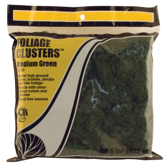 Woodland Scenics WFC58 Foliage Clusters (Bag) - MEDIUM GREEN