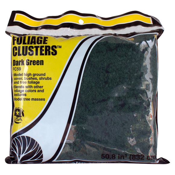 Woodland Scenics WFC59 Foliage Clusters (Bag) - DARK GREEN