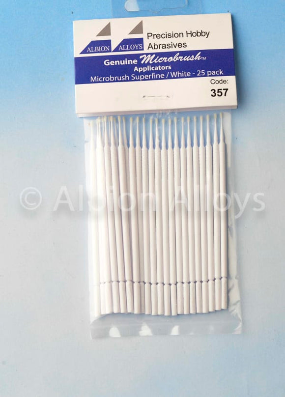 Albion Alloys Genuine AA357 MICROBRUSHES - SuperFine / White (Pack of 25)