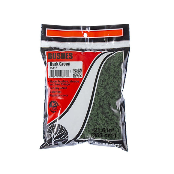 Woodland Scenics WFC147 Bushes (Bag) - DARK GREEN