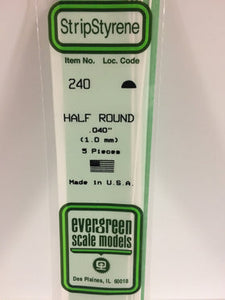 EVERGREEN Styrene Half Round Section