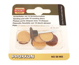 Proxxon 18mm Sanding Discs (10) with Arbor and Spare Discs to Suit   (28982 & 28983)