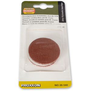 Proxxon Corundum Sanding Discs for LHW 50mm Dia   Packs of 12    (28549 & 28550)