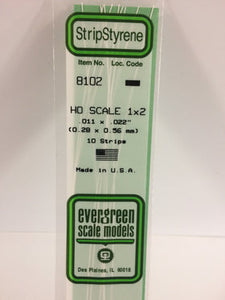 EVERGREEN HO Scale Rectangular / Square Styrene Strips