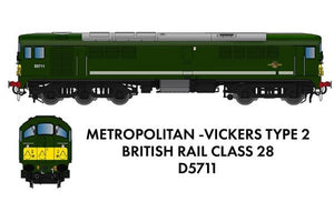 RAPIDO 905002 Class 28 CoBo D5711 BR Green Small Yellow Panel - DCC Ready