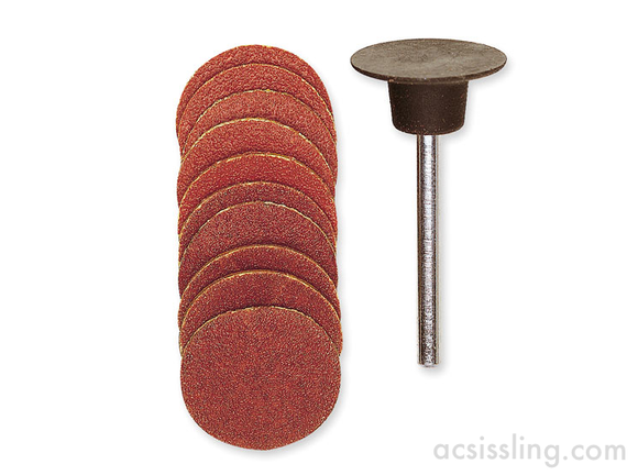 Proxxon 18mm Sanding Discs (10) with Arbor and Spare Discs to Suit   (28982 & 28983)